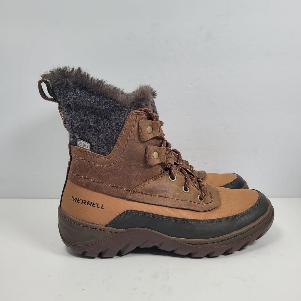 Merrell Women's Brown Sylva Mid Lace Winter Waterproof Boots J02092 US Size 6.5